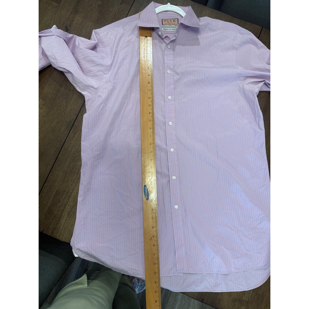 Thomas Pink Mens Superfine 170s Striped Dress Shirt Lavender Orange 16.5 36.5 - Picture 4 of 6